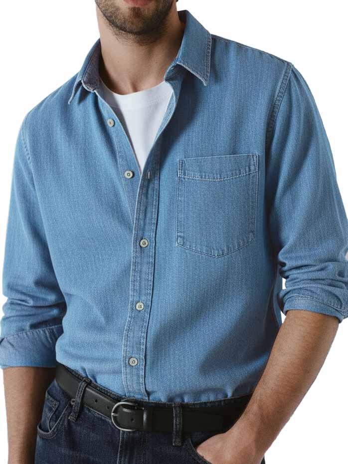 Men's Stylish Vintage Distressed Cotton Lapel Pocket Shirt