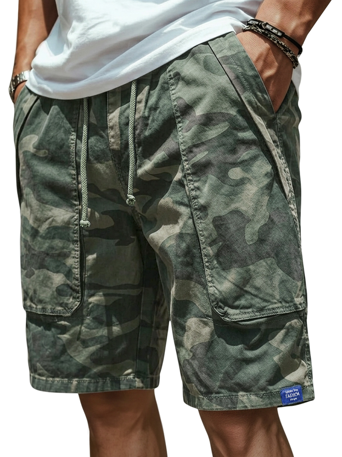 Men's Cotton Patch Pocket Camouflage Casual Work Shorts