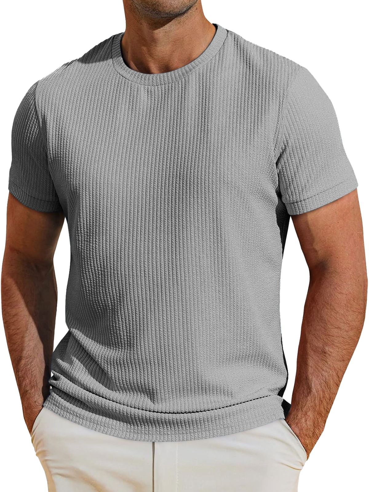 Men's Daily Round Neck Casual Solid Color Short-sleeved T-shirt