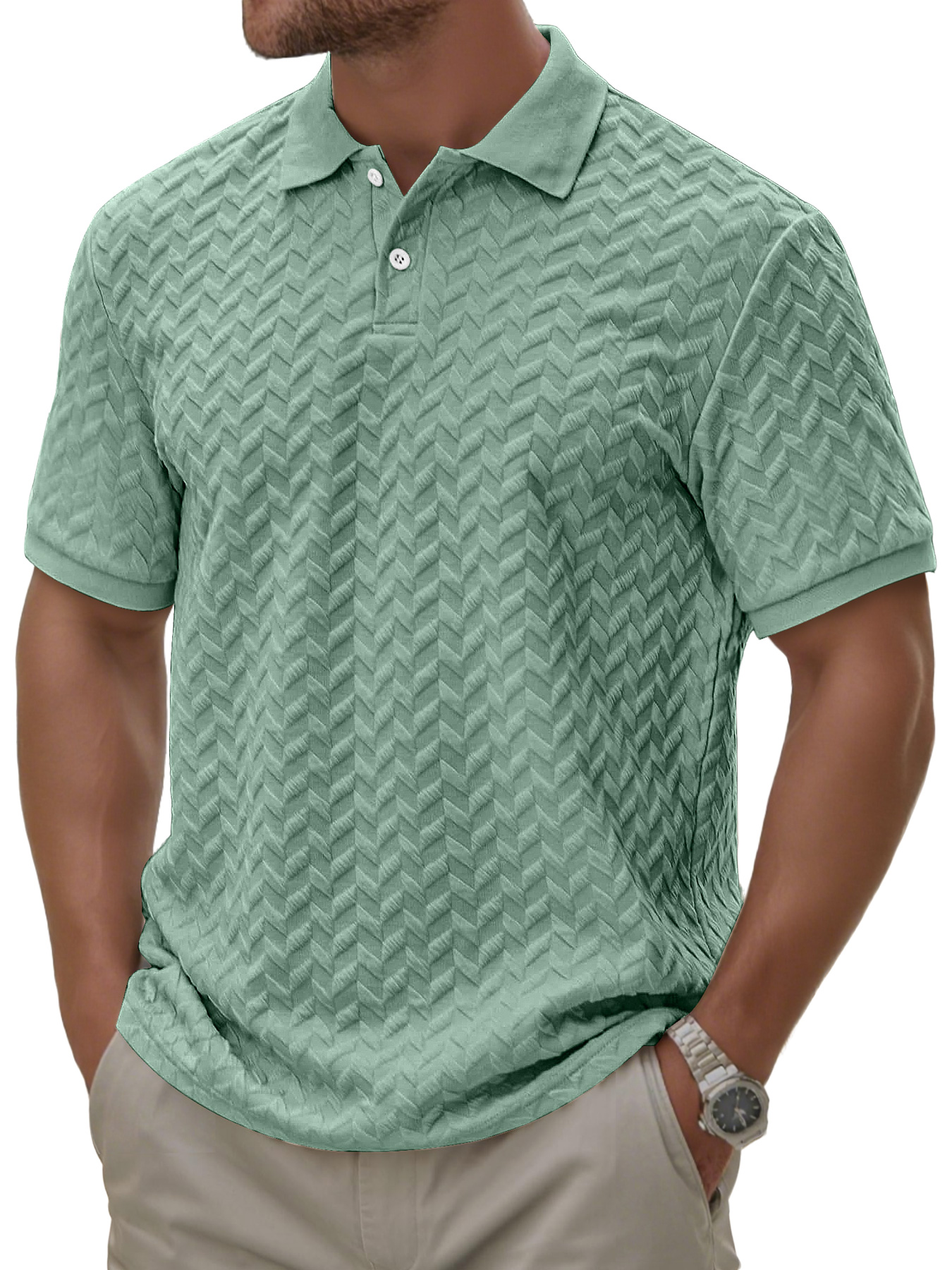 Men's Daily Texture Casual Lapel Button Comfortable Short-sleeved Polo Shirt