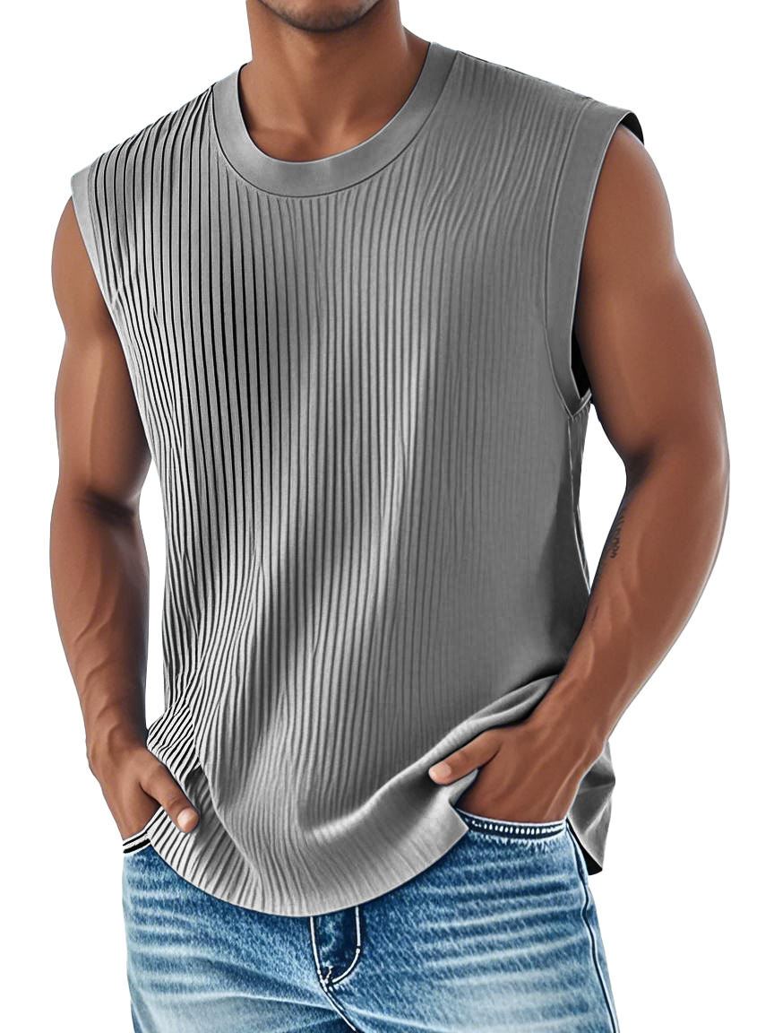 Men's Fashion Casual Comfortable Ribbed Fabric Sleeveless T-shirt