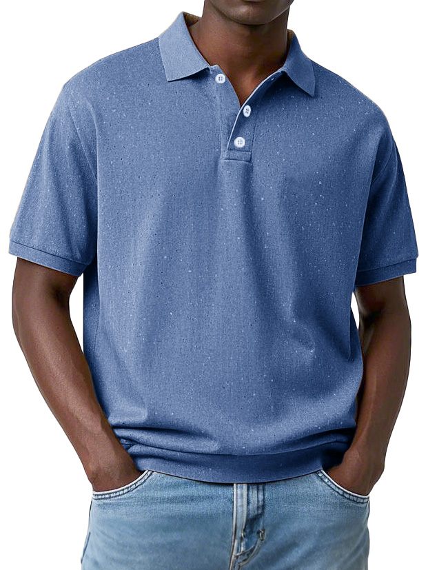 Men's Fashion Retro Distressed Lapel Short Sleeve Polo Shirt