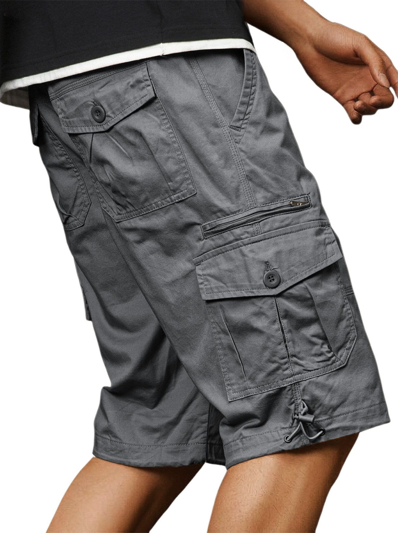 Men's Casual Cotton Multi-pocket Zipper Cargo Shorts