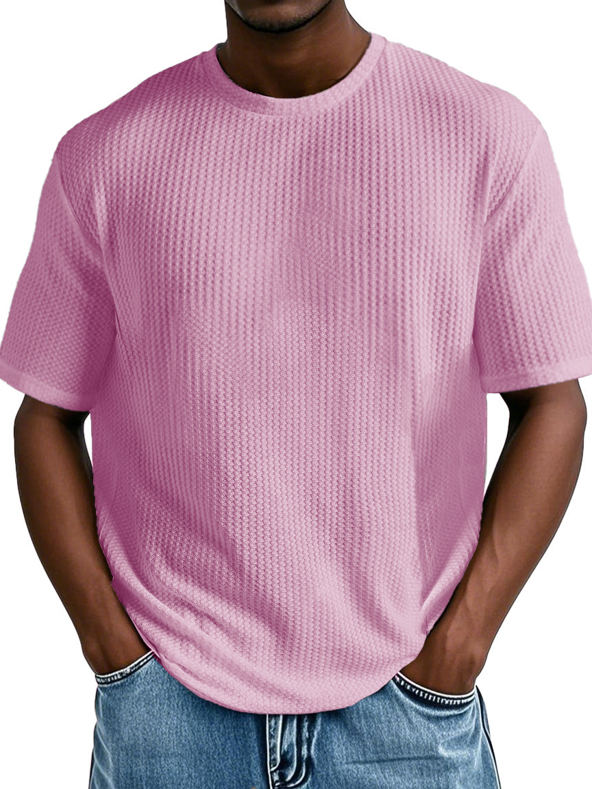 Men's Fashion Casual Short-sleeved Jacquard Fabric T-shirt