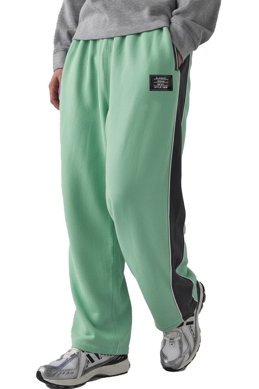 Men's Fashion Sporty Patchwork Logo Loose Drawstring Trousers