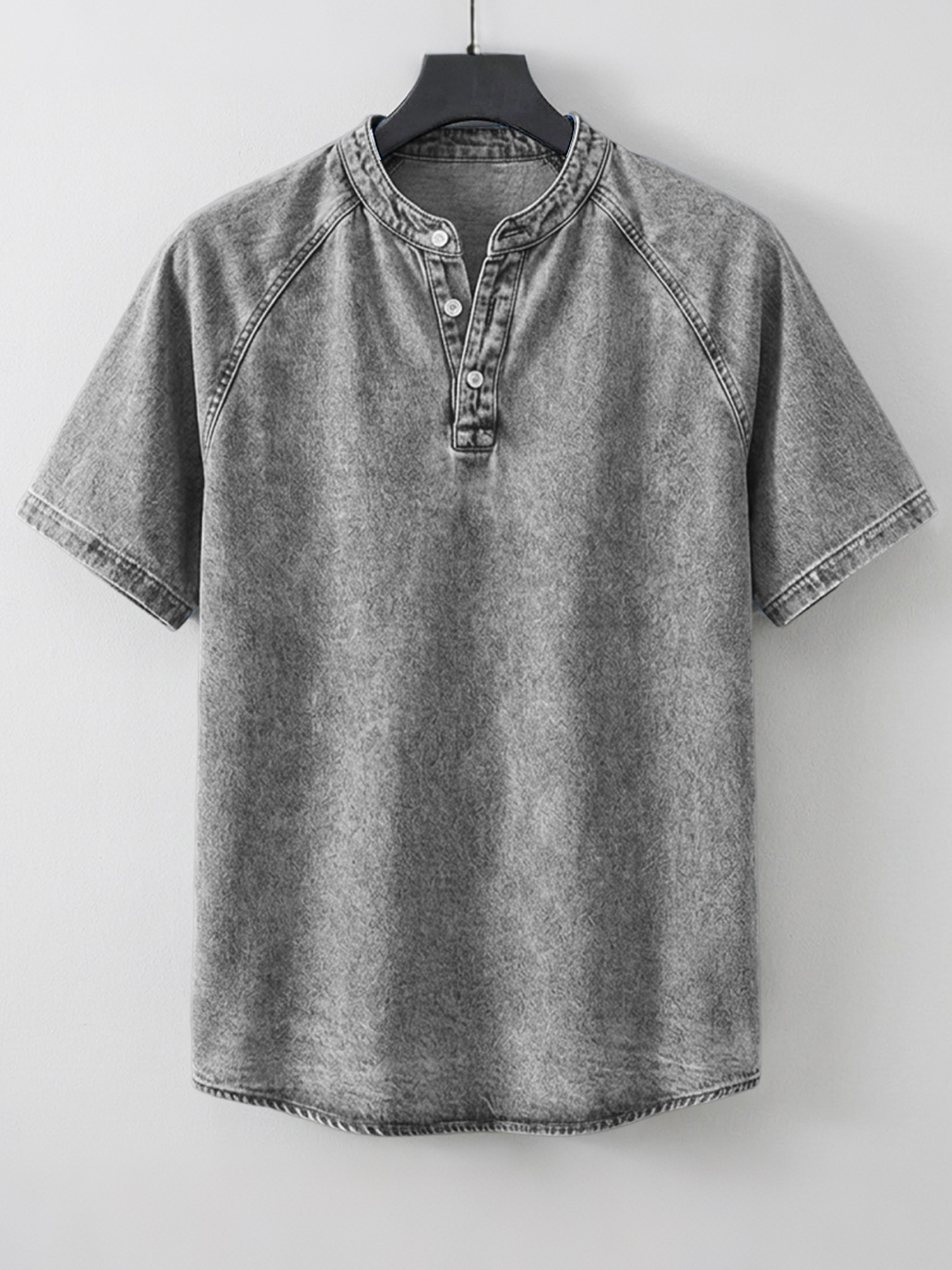 Men's Retro Raglan Casual Short-Sleeve Henley Shirt