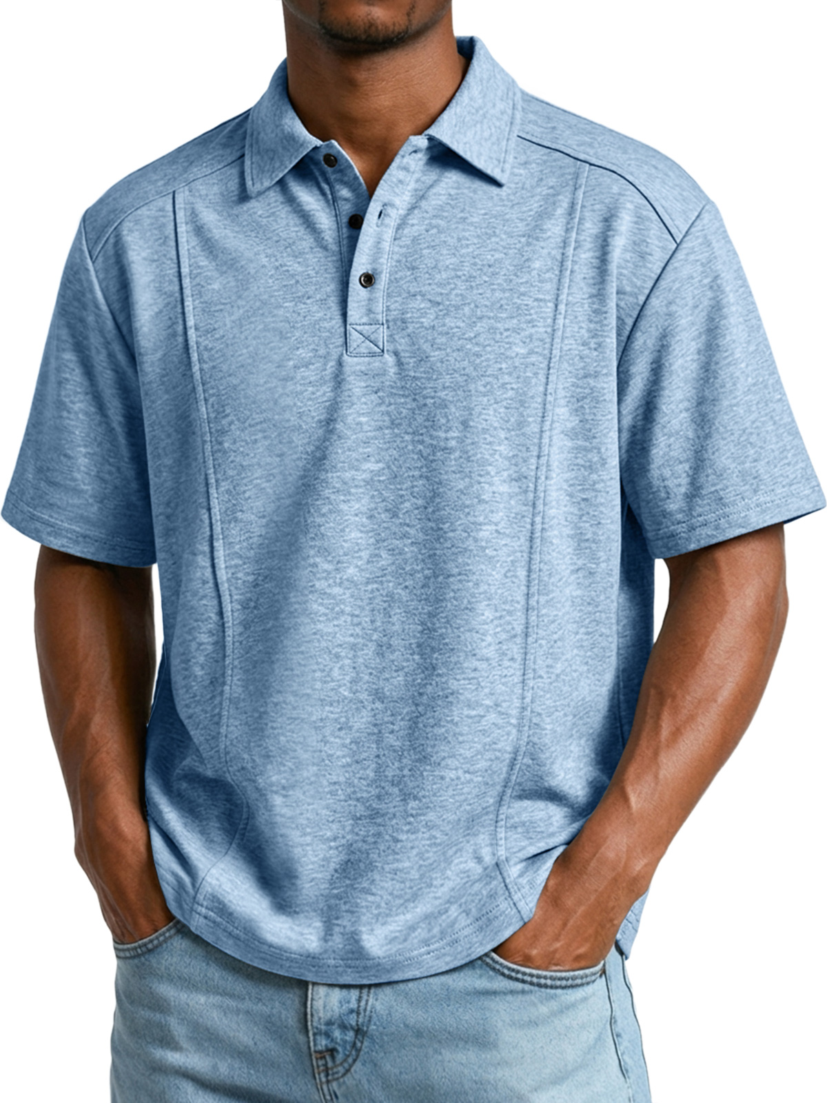 Men's Casual Deconstructed Lapel Short-Sleeve Button-Up Polo Shirt