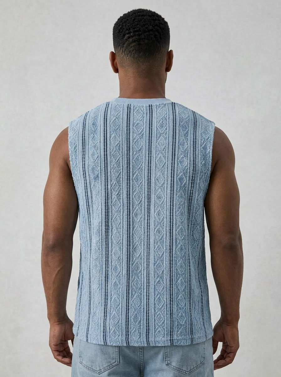 Men's Casual Textured Breathable Crew Neck Sleeveless Vest
