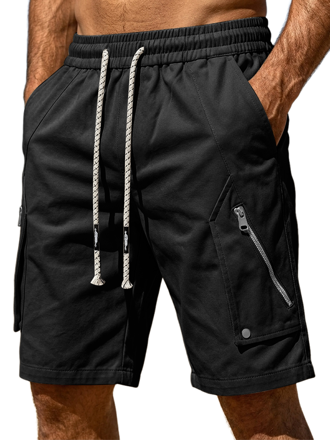 Men's Breathable Multi-pocket Zipper Casual Loose Shorts