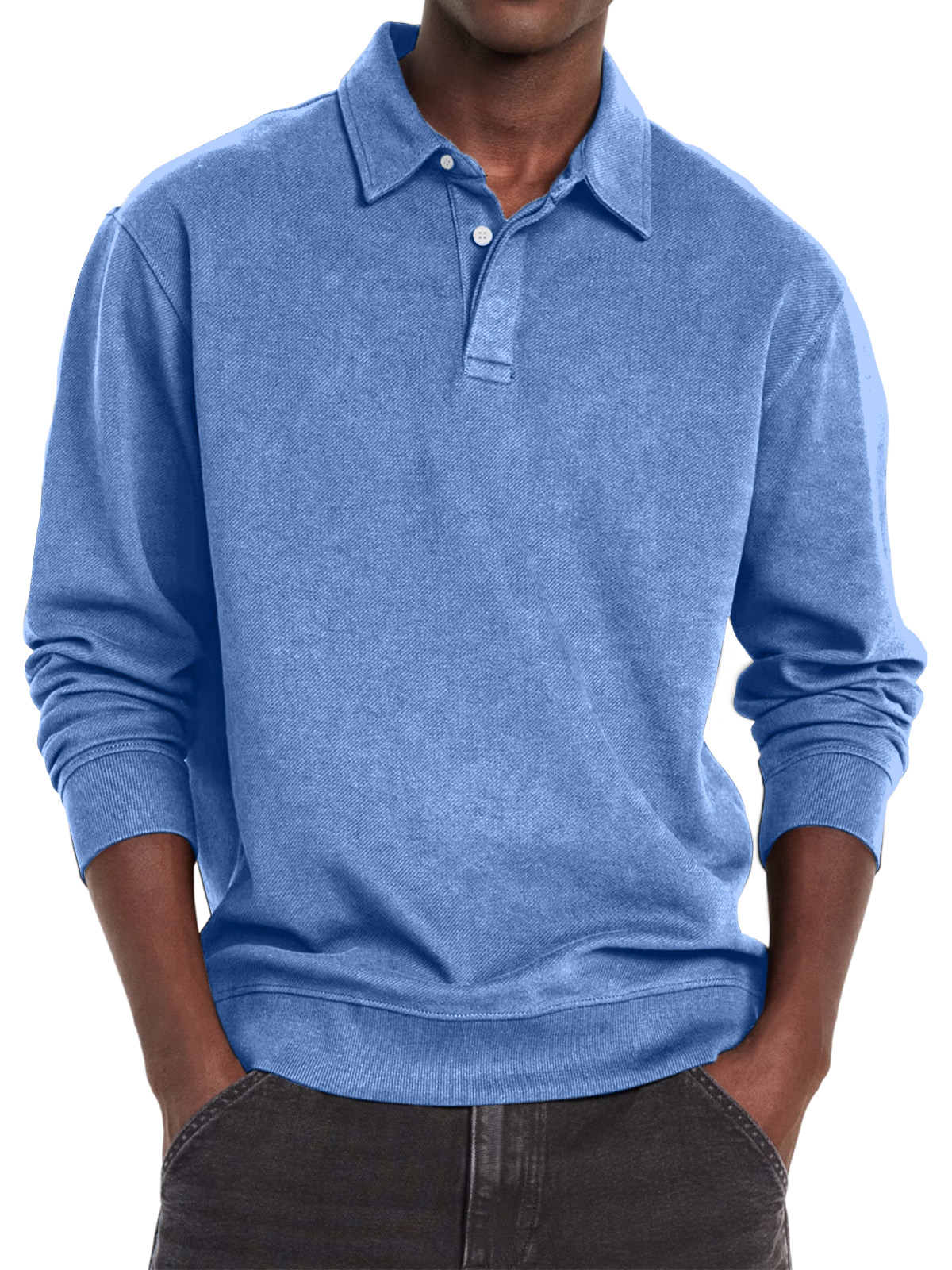 Men's Casual Vintage Lapel Button Long Sleeve Sweatshirt