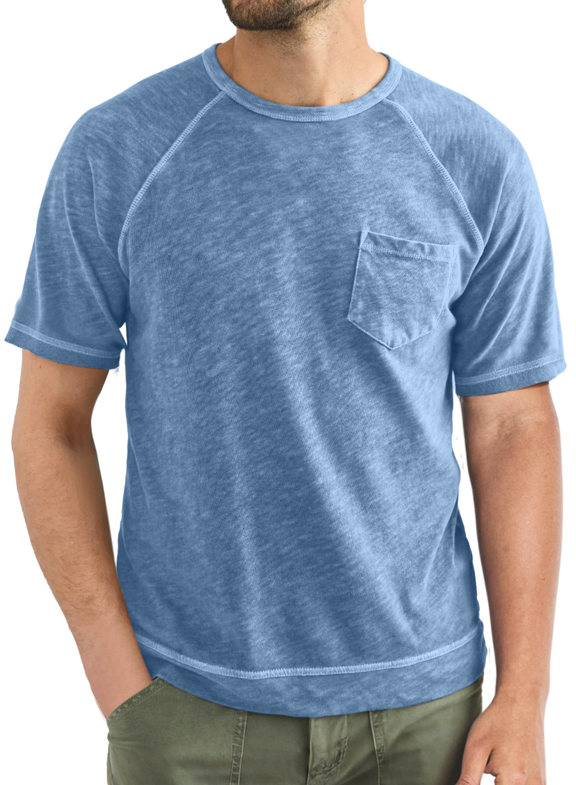 Men's Casual Simple Solid Color Raglan Short Sleeve T-shirt