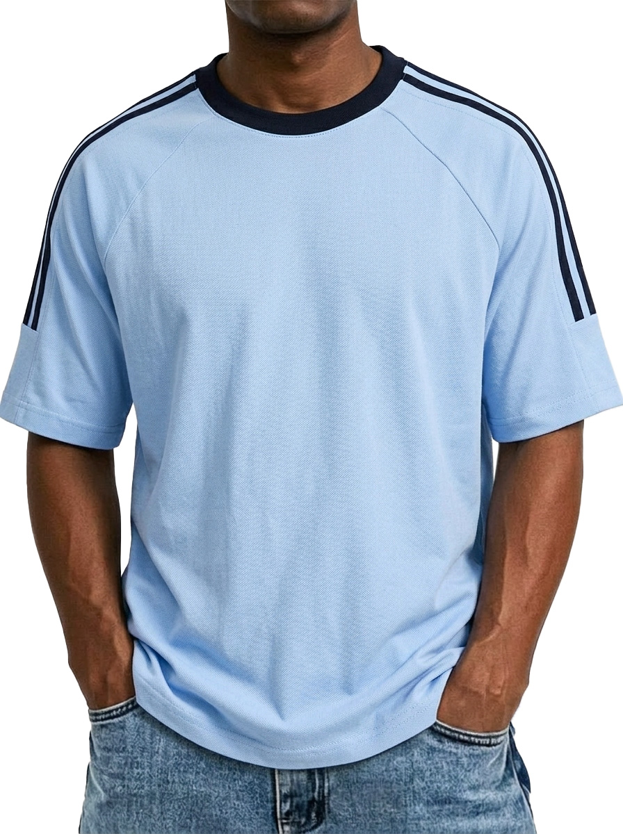 Men's American Contrast Three-stripes Pure Cotton Comfortable And Breathable Short-sleeved T-shirt