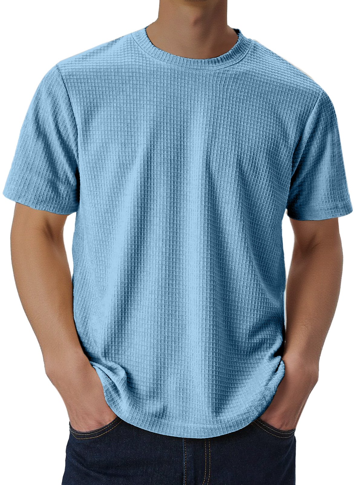 Men's Casual Loose Comfortable Waffle Short Sleeve T-shirt