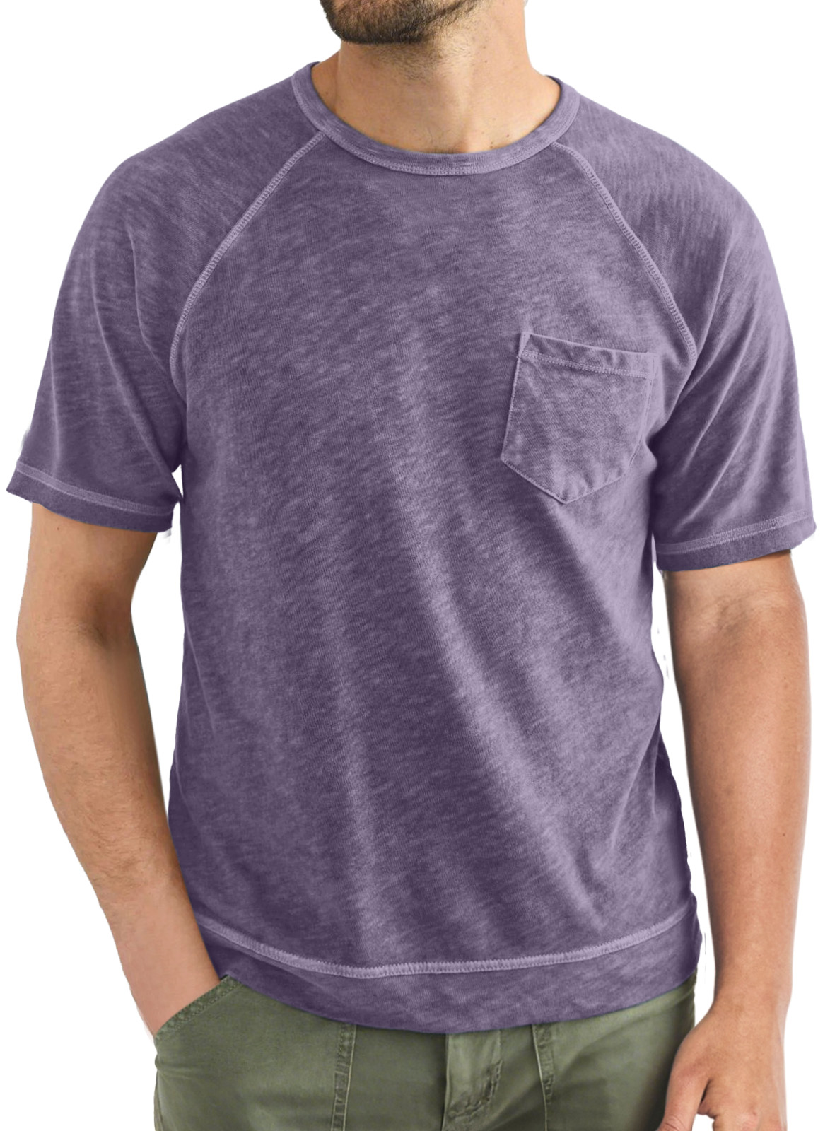 Men's Casual Simple Solid Color Raglan Short Sleeve T-shirt
