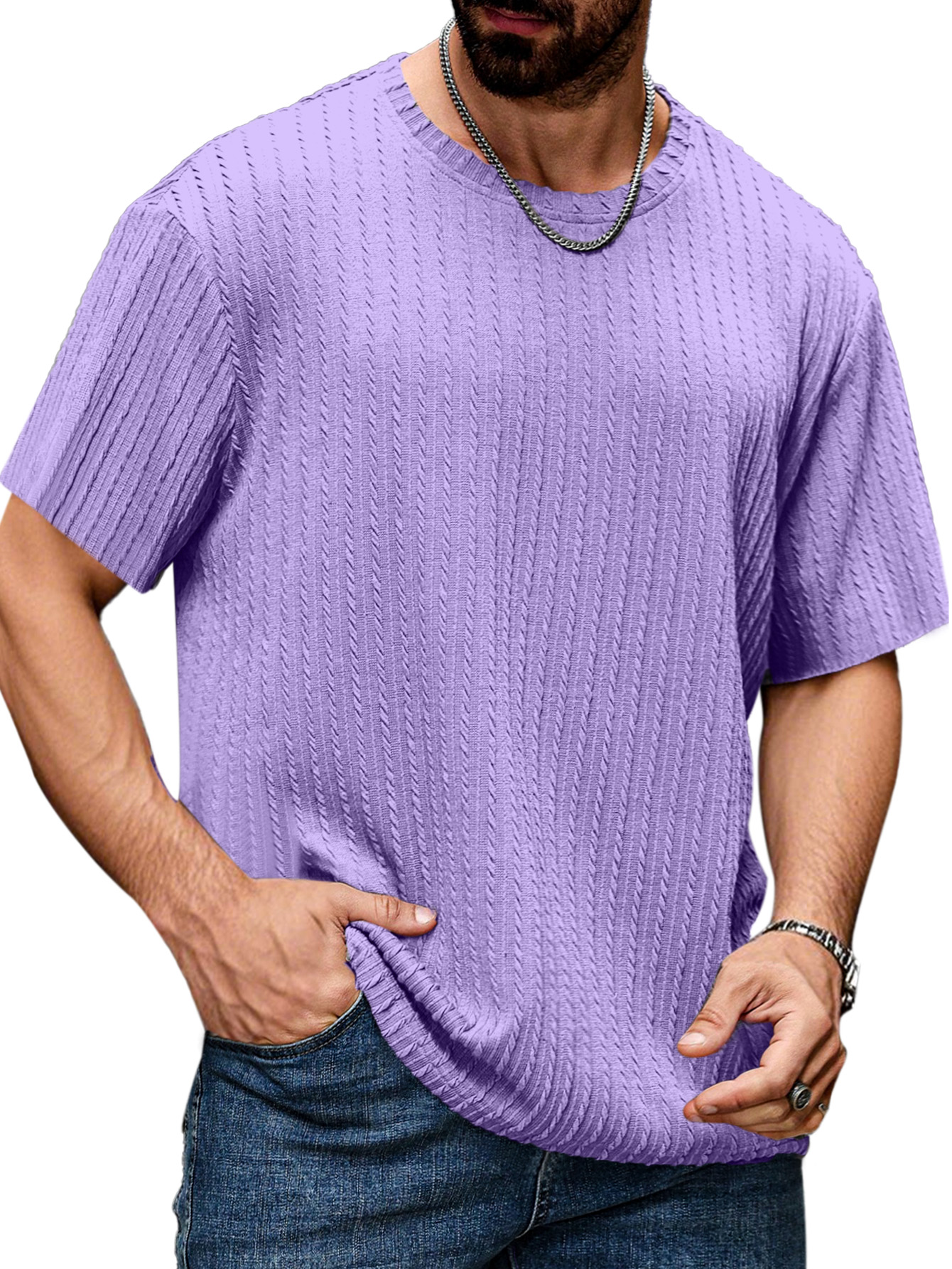 Men's Simple Daily Texture Short Sleeve Round Neck T-shirt