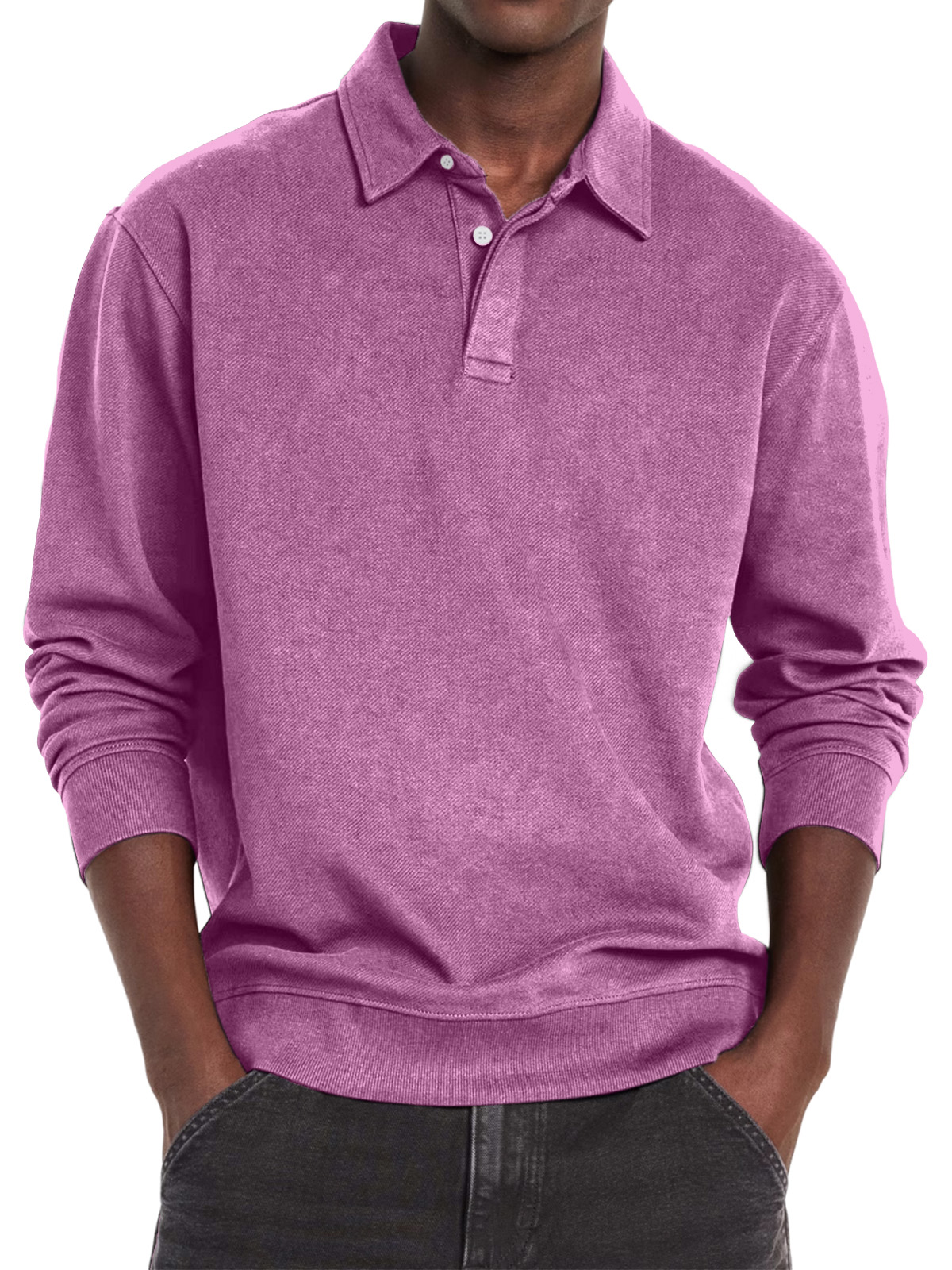 Men's Casual Vintage Lapel Button Long Sleeve Sweatshirt