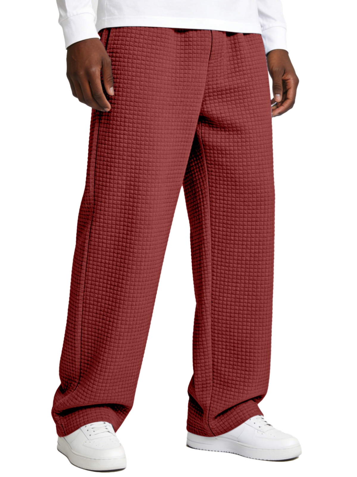 Casual Waffle-knit Loose-fitting Trousers