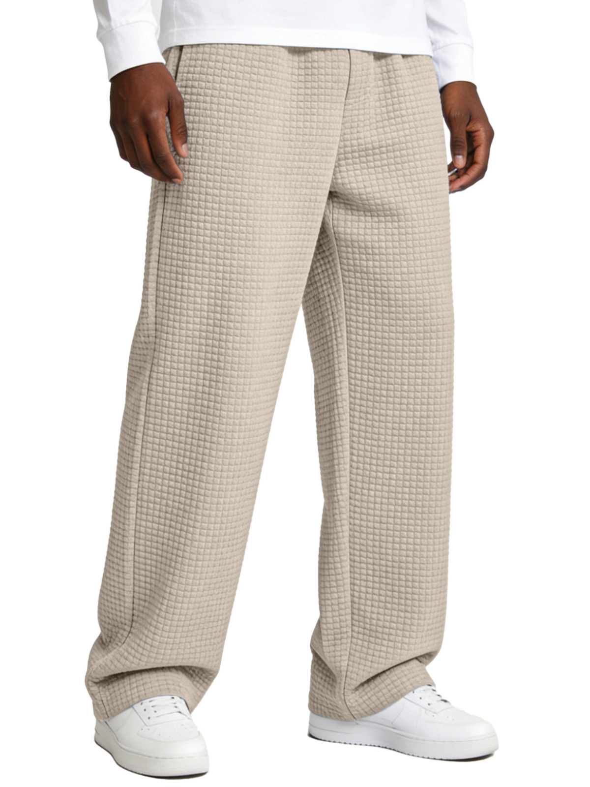 Casual Waffle-knit Loose-fitting Trousers
