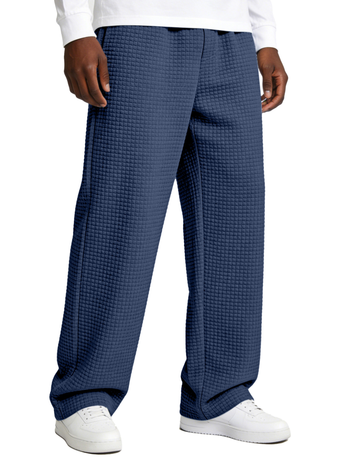 Casual Waffle-knit Loose-fitting Trousers