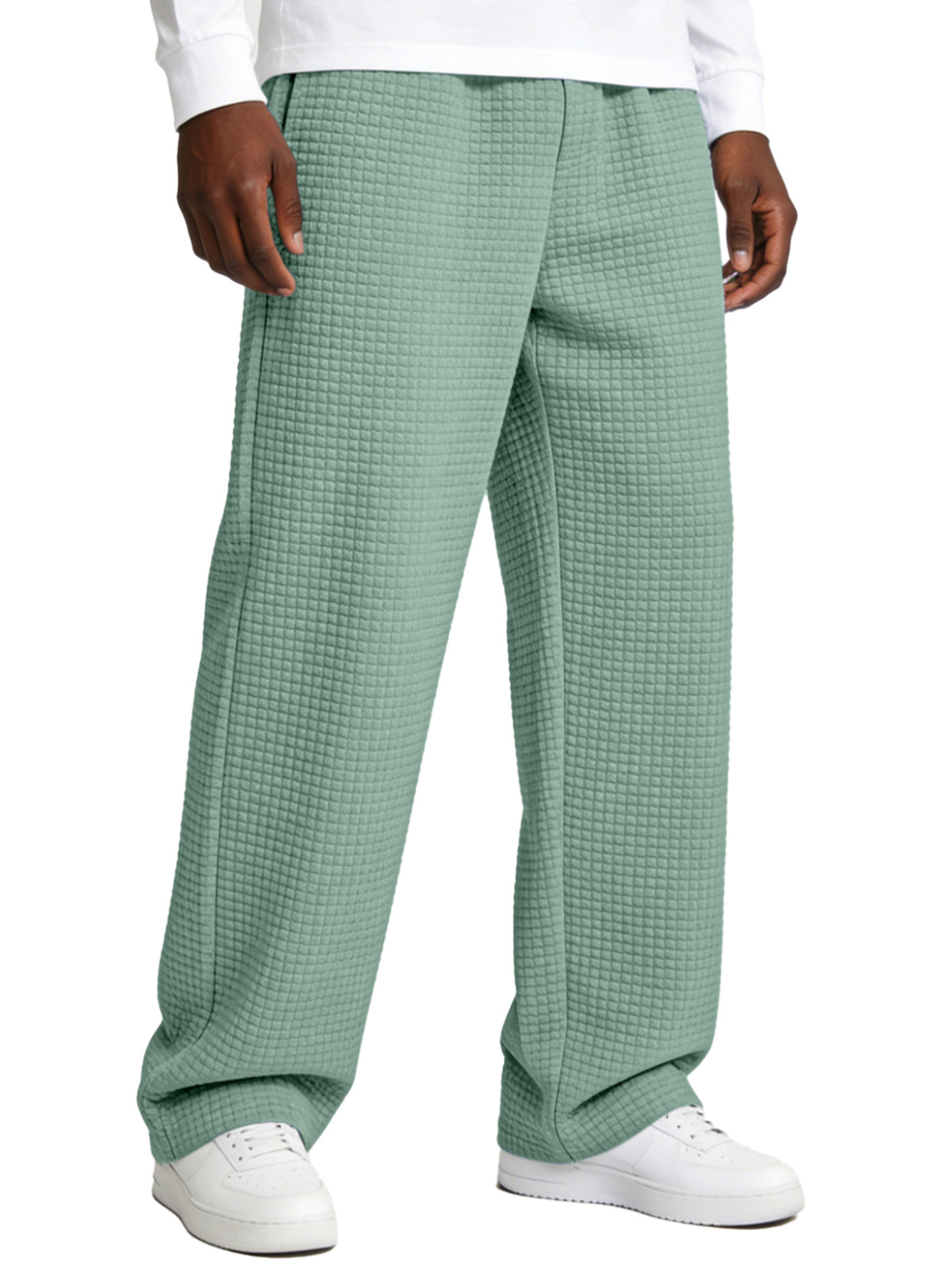 Casual Waffle-knit Loose-fitting Trousers