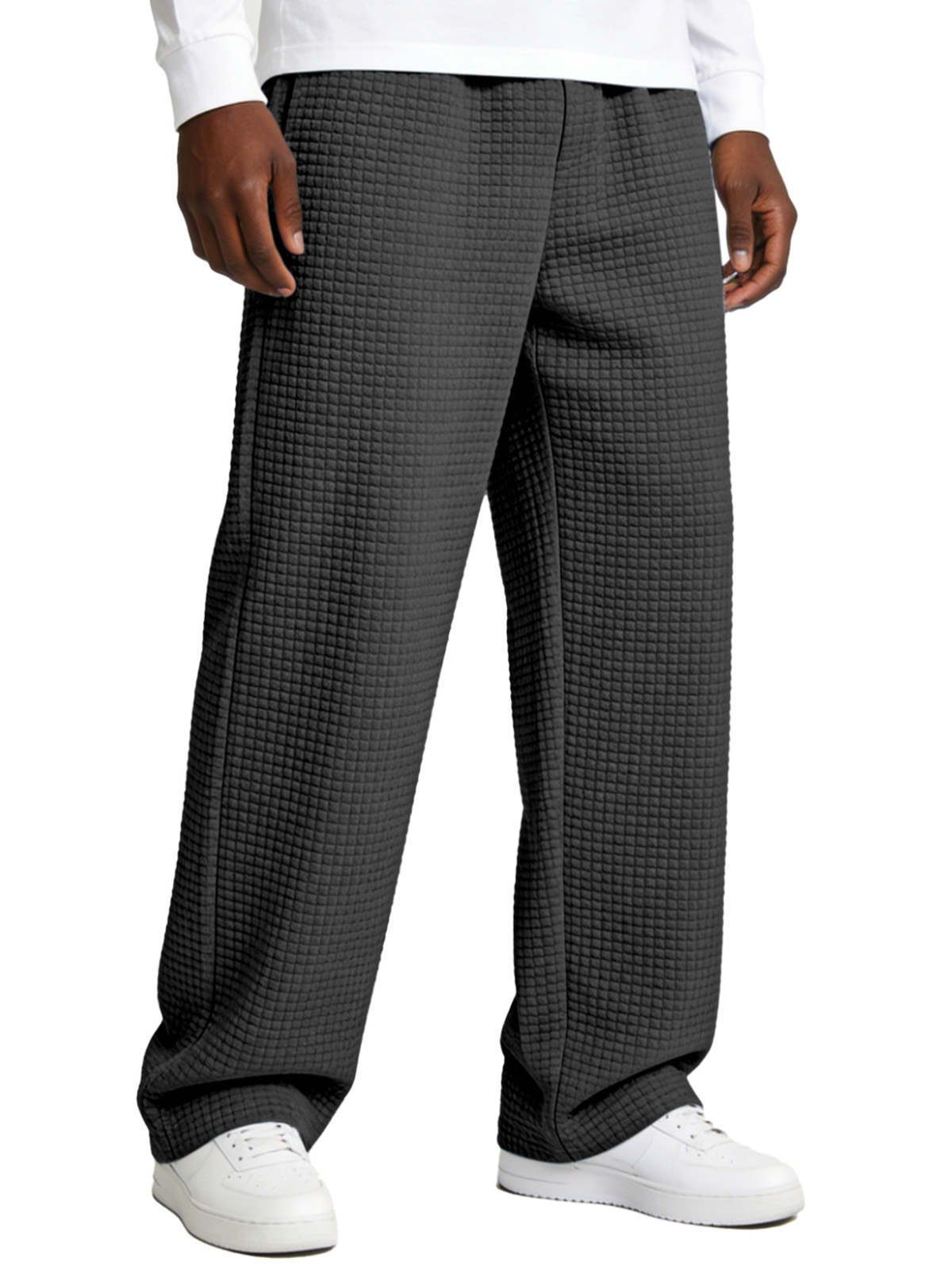 Casual Waffle-knit Loose-fitting Trousers