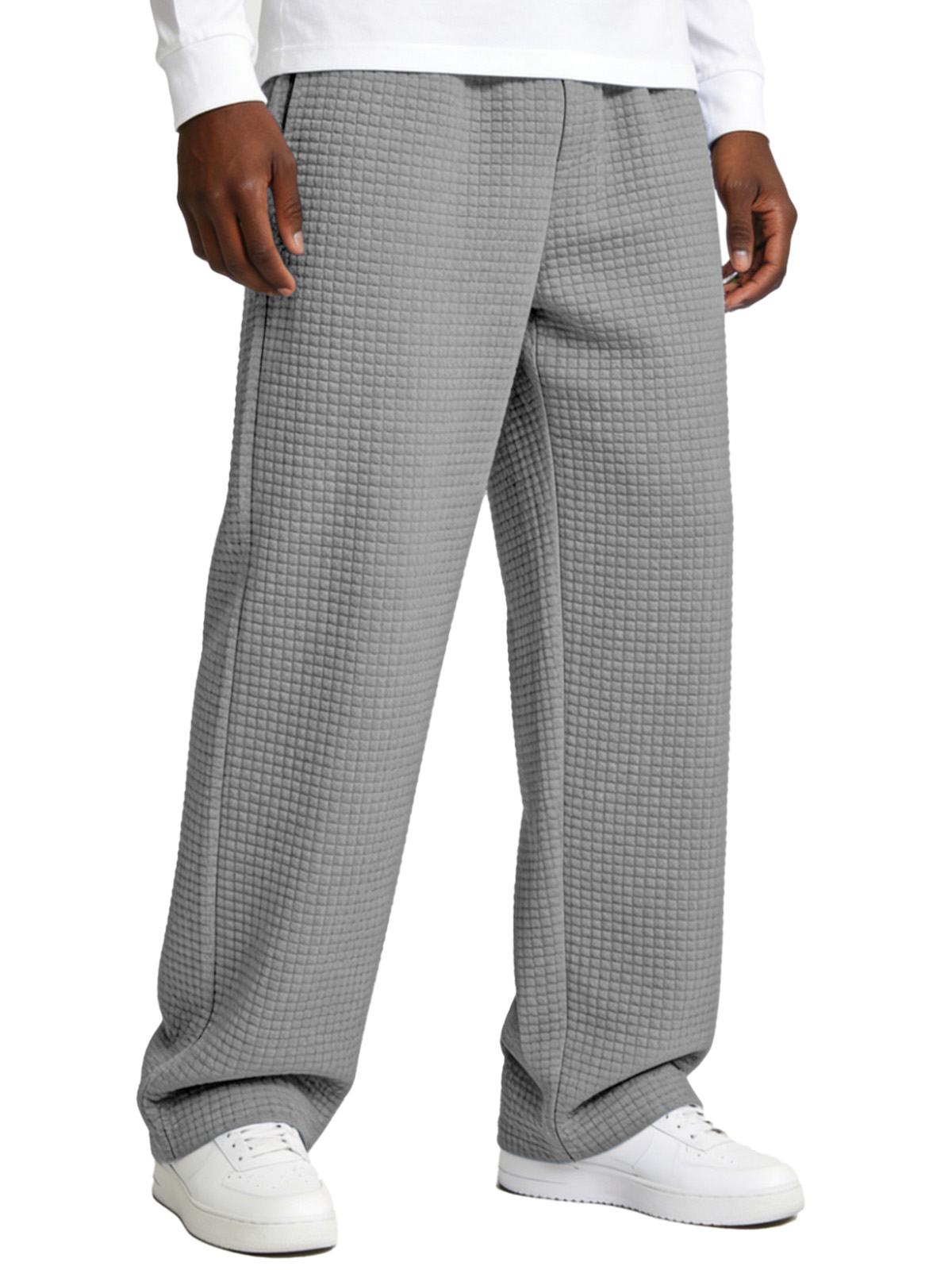 Casual Waffle-knit Loose-fitting Trousers