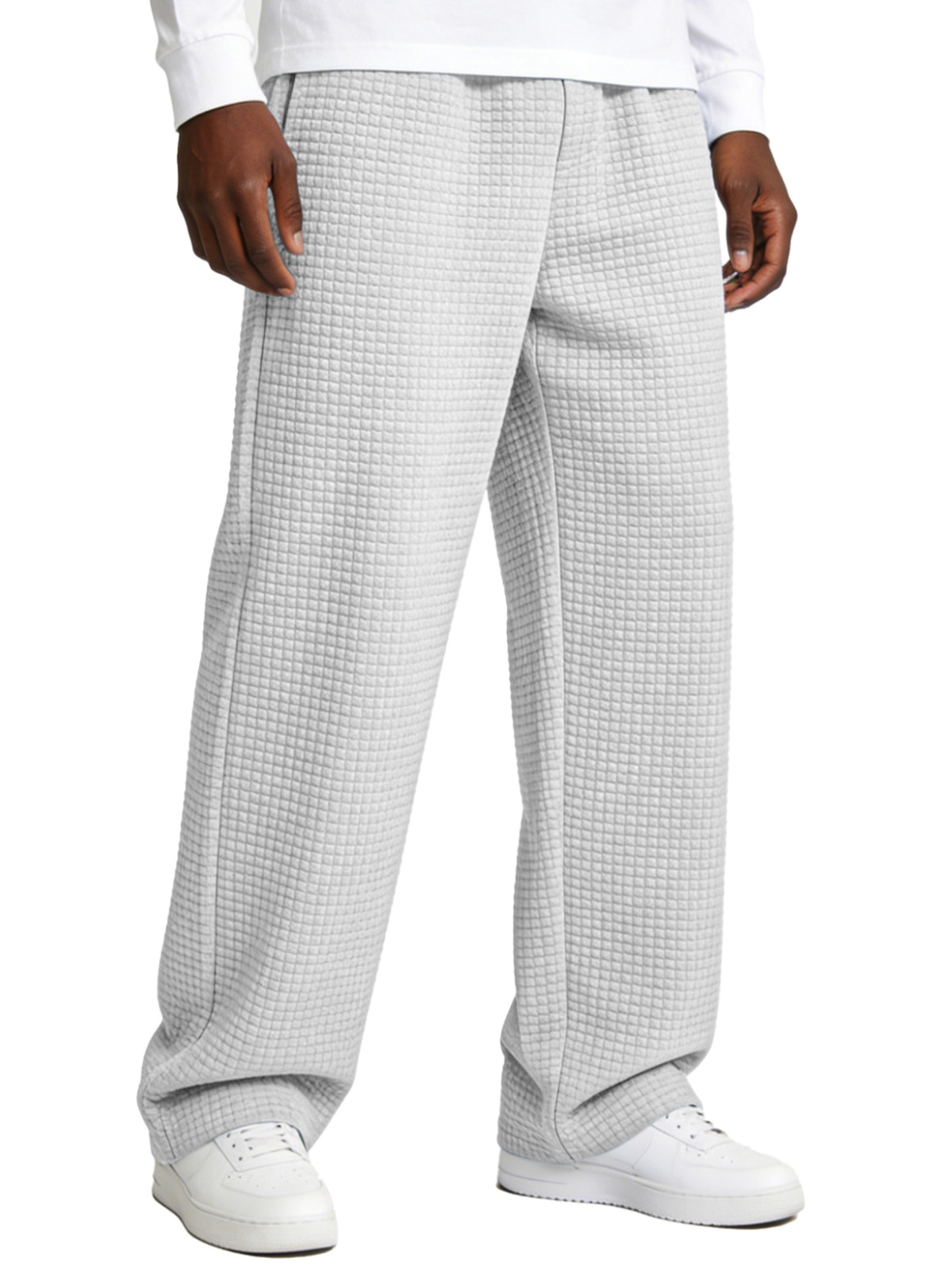 Casual Waffle-knit Loose-fitting Trousers