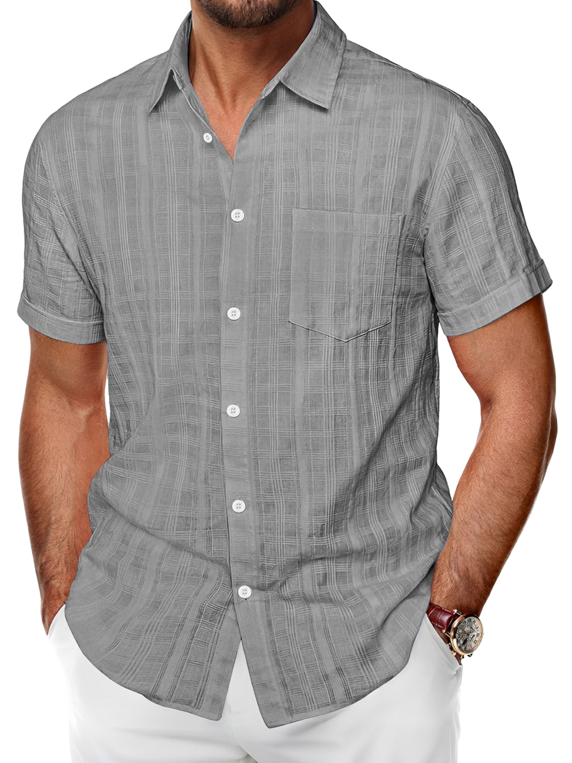 Men's Vintage Washed Cotton Stand Collar Pocket Casual Sleeveless Henley Vest