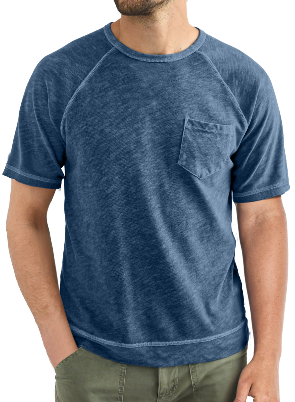 Men's Casual Simple Solid Color Raglan Short Sleeve T-shirt