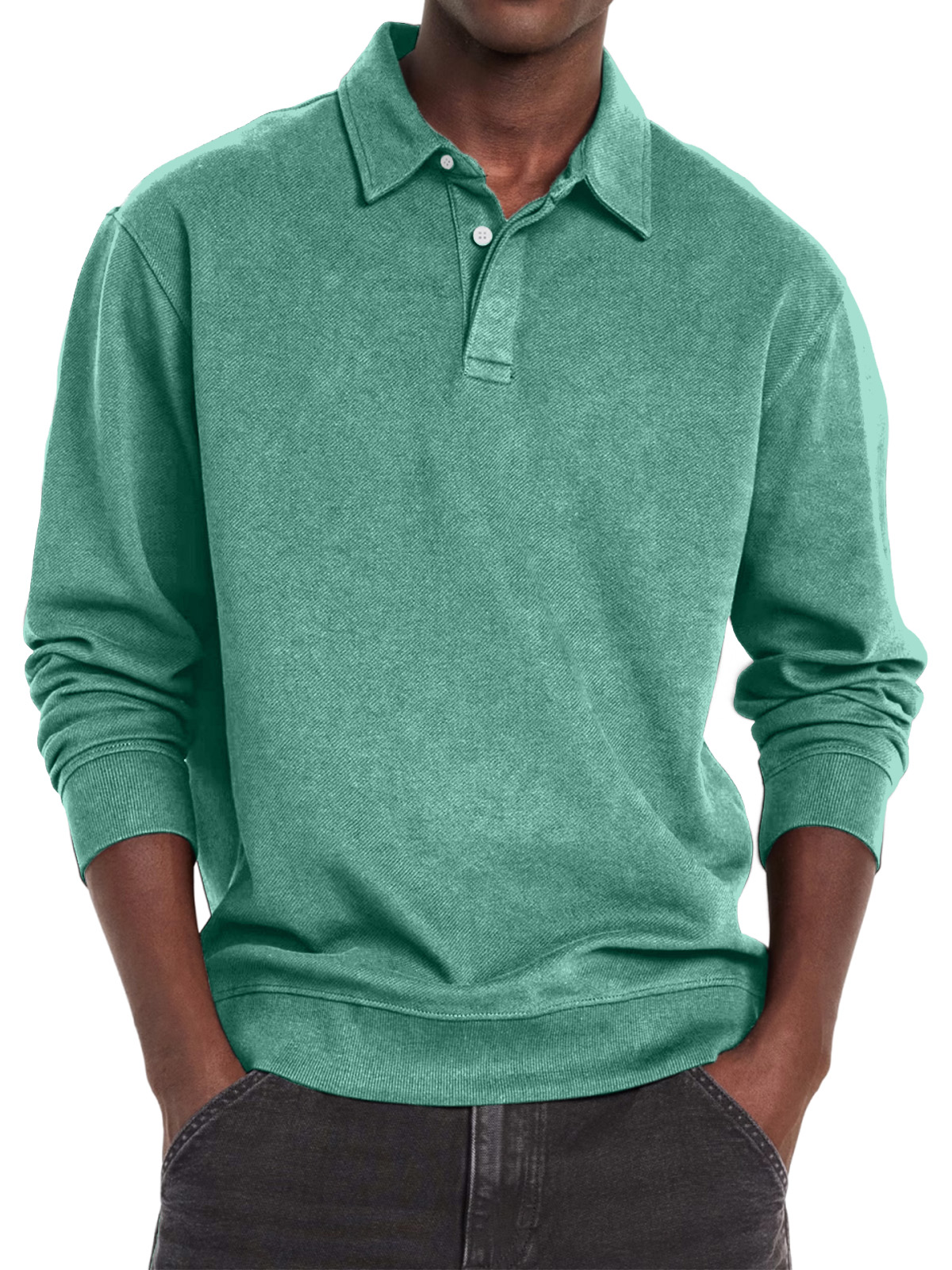 Men's Casual Vintage Lapel Button Long Sleeve Sweatshirt
