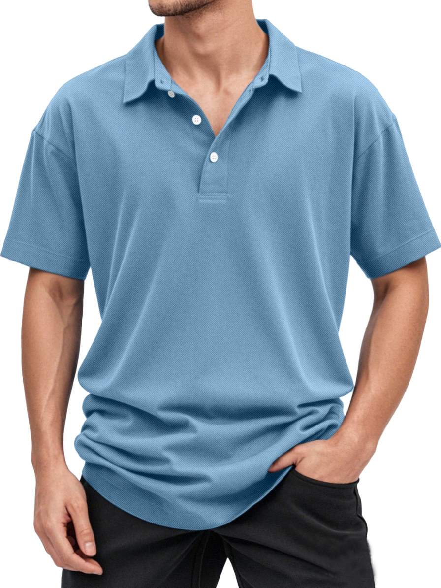 Men's Solid Color Casual And Comfortable Short-sleeved Lapel Polo Shirt