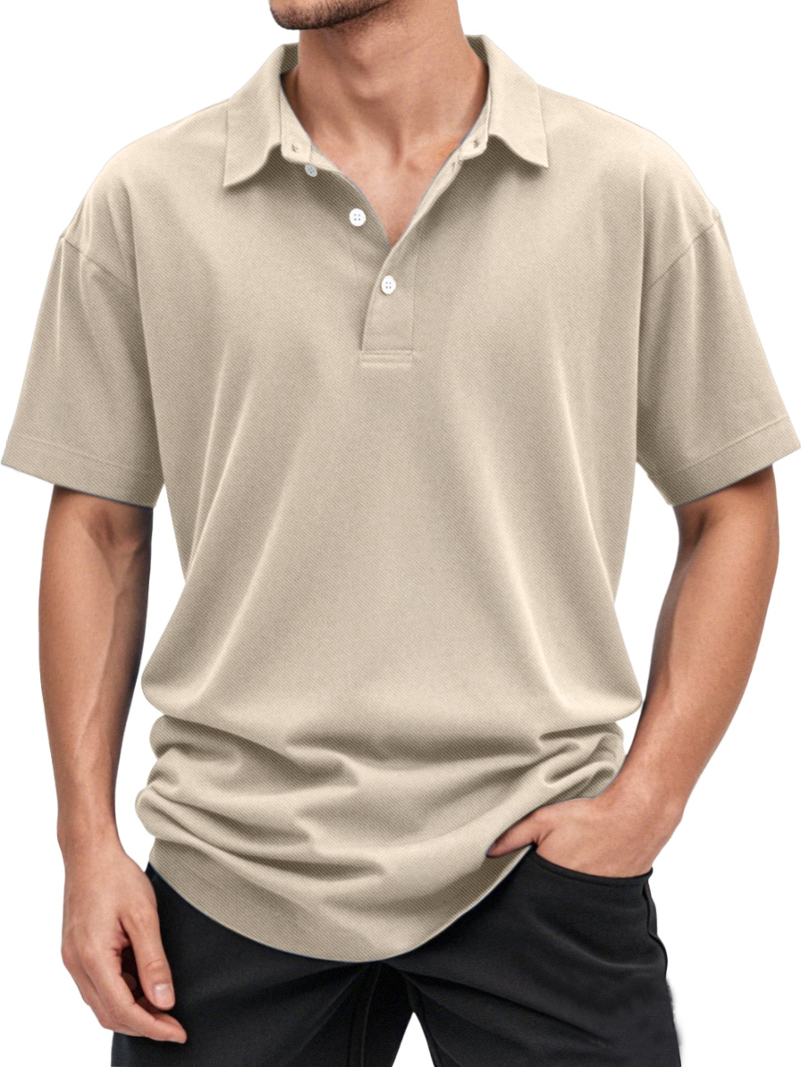 Men's Solid Color Casual And Comfortable Short-sleeved Lapel Polo Shirt