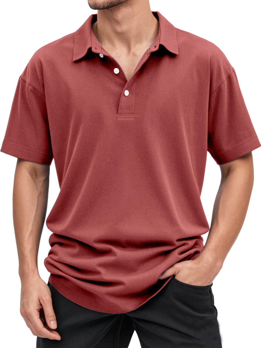 Men's Solid Color Casual And Comfortable Short-sleeved Lapel Polo Shirt