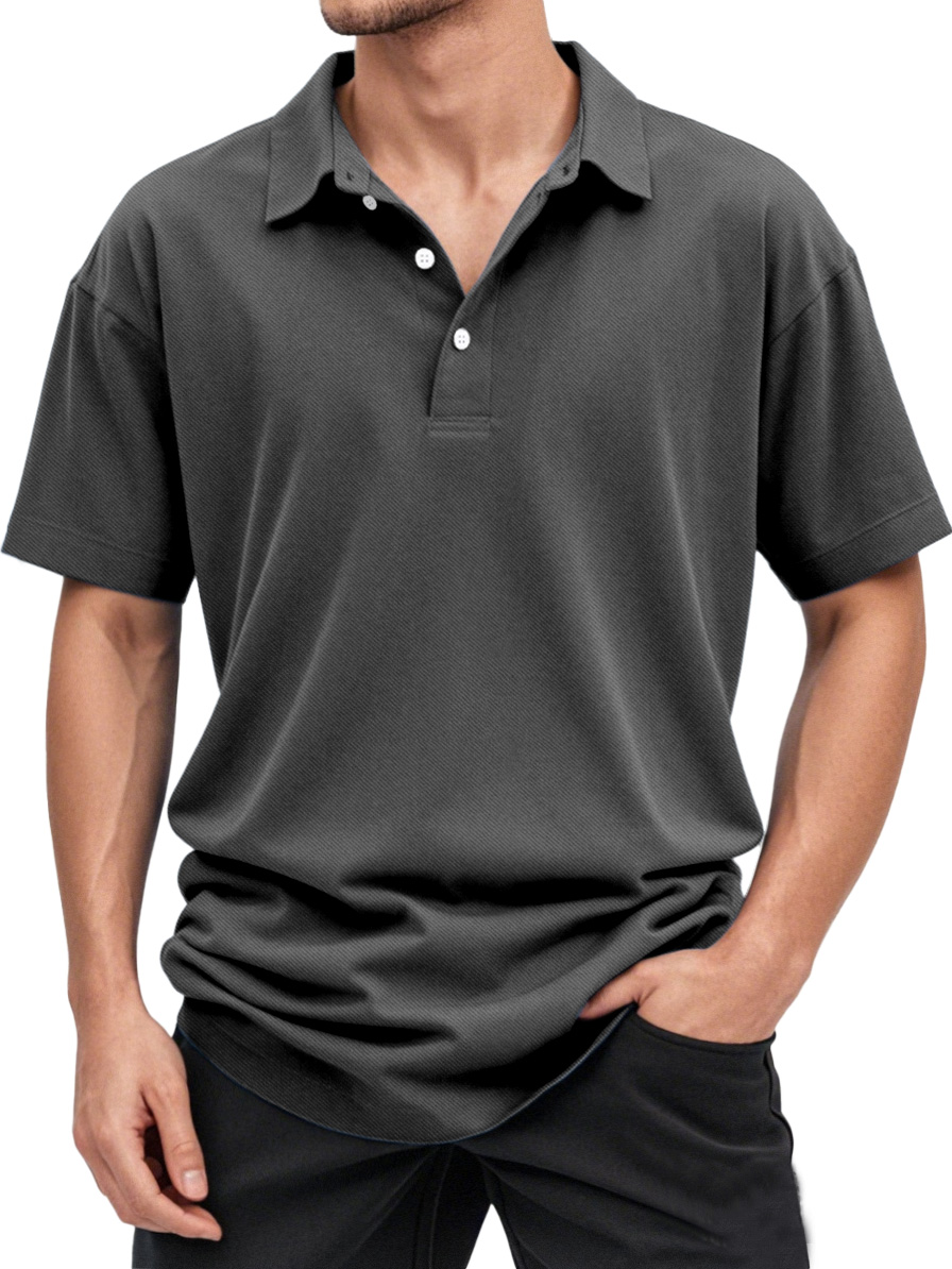 Men's Solid Color Casual And Comfortable Short-sleeved Lapel Polo Shirt