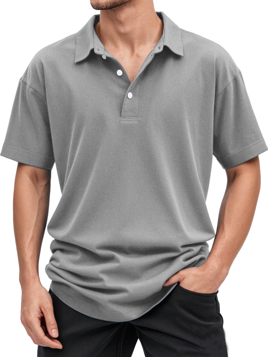 Men's Solid Color Casual And Comfortable Short-sleeved Lapel Polo Shirt