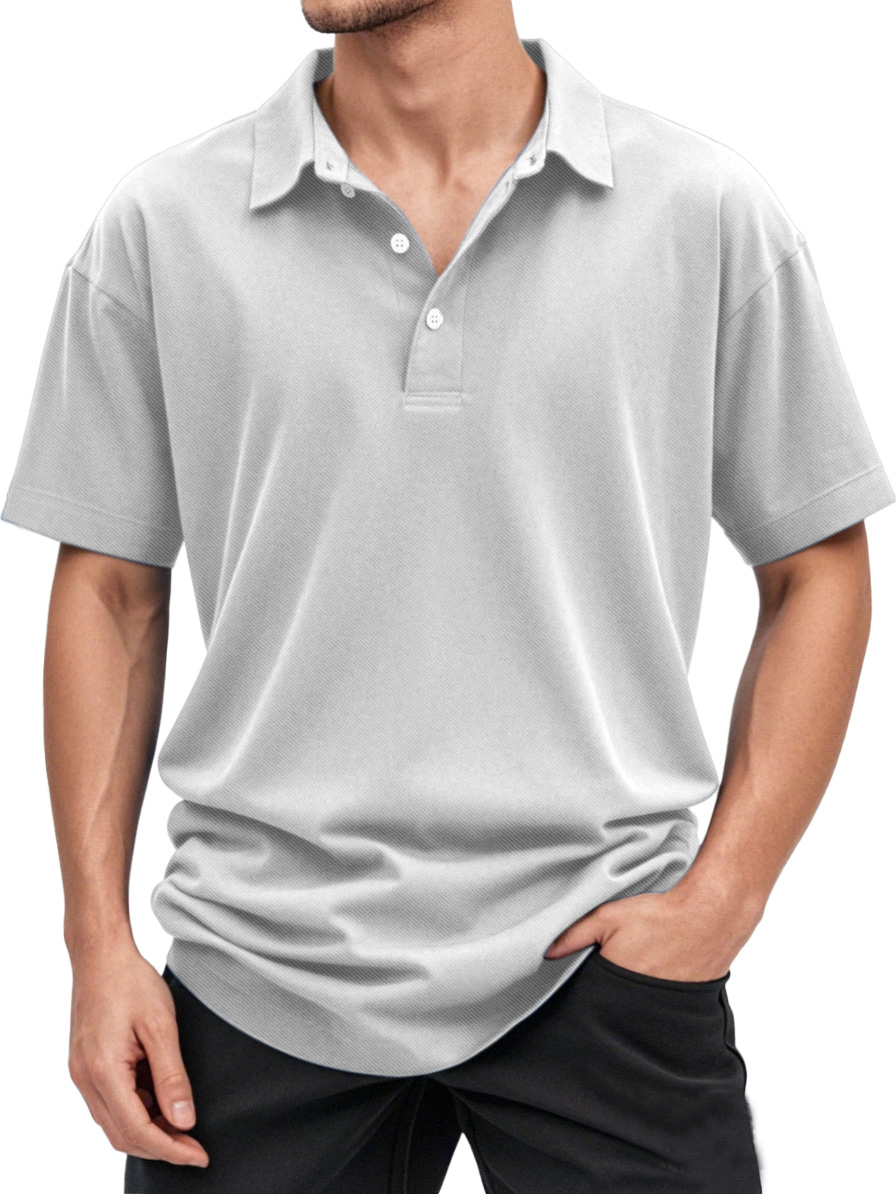 Men's Solid Color Casual And Comfortable Short-sleeved Lapel Polo Shirt