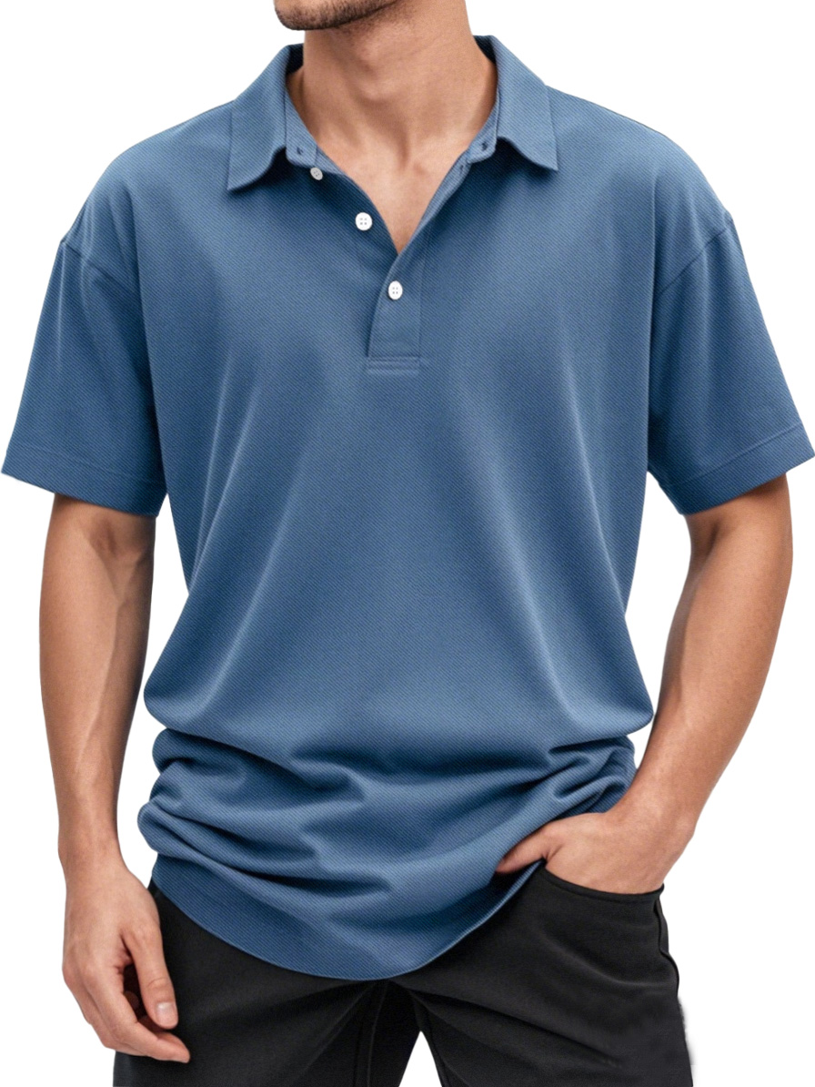 Men's Solid Color Casual And Comfortable Short-sleeved Lapel Polo Shirt
