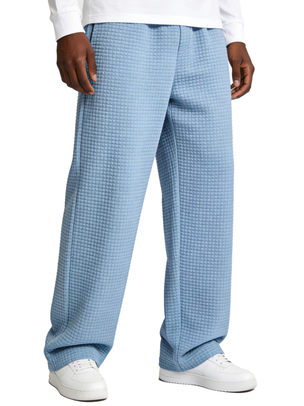 Casual Waffle-knit Loose-fitting Trousers