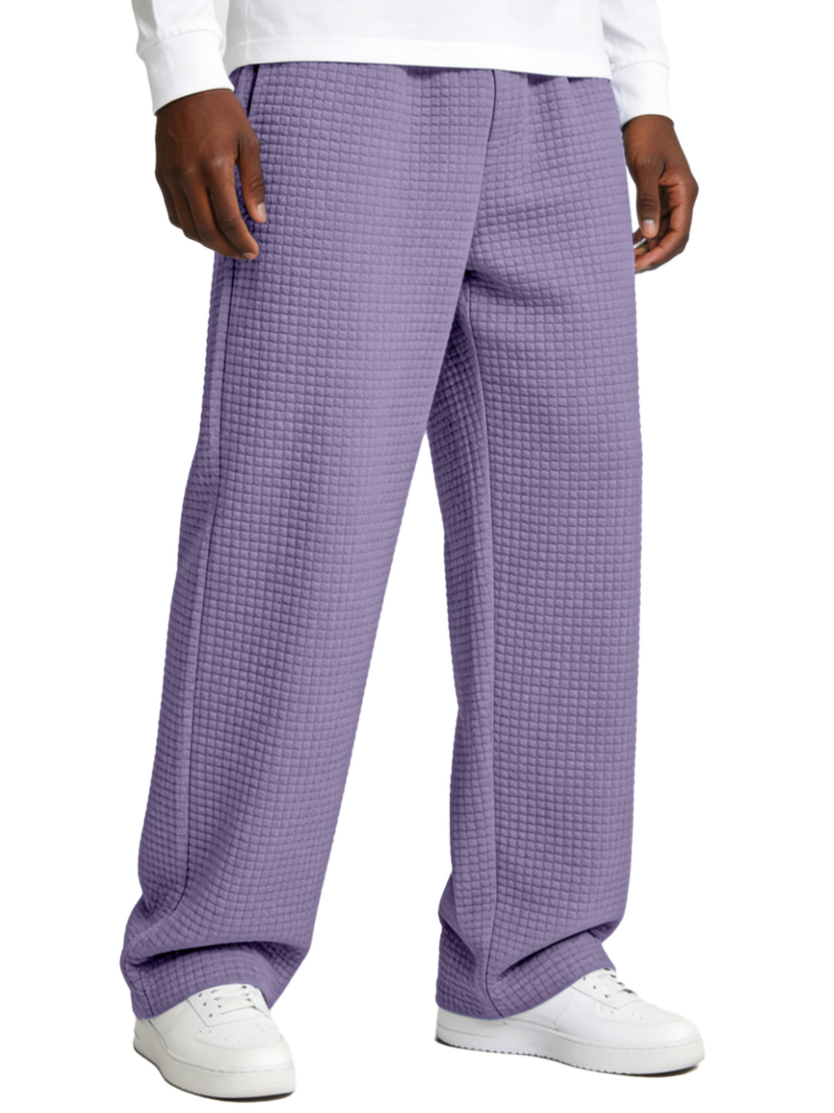 Casual Waffle-knit Loose-fitting Trousers
