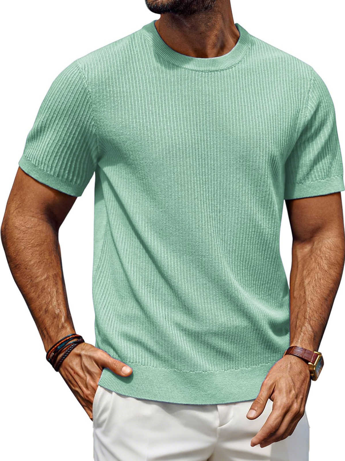 Men's Fashion Daily Casual Ripstop Fabric Short-sleeved T-shirt