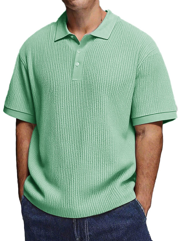 Men's Fashion Daily Textured Fabric Loose Pocket Lapel Polo Shirt