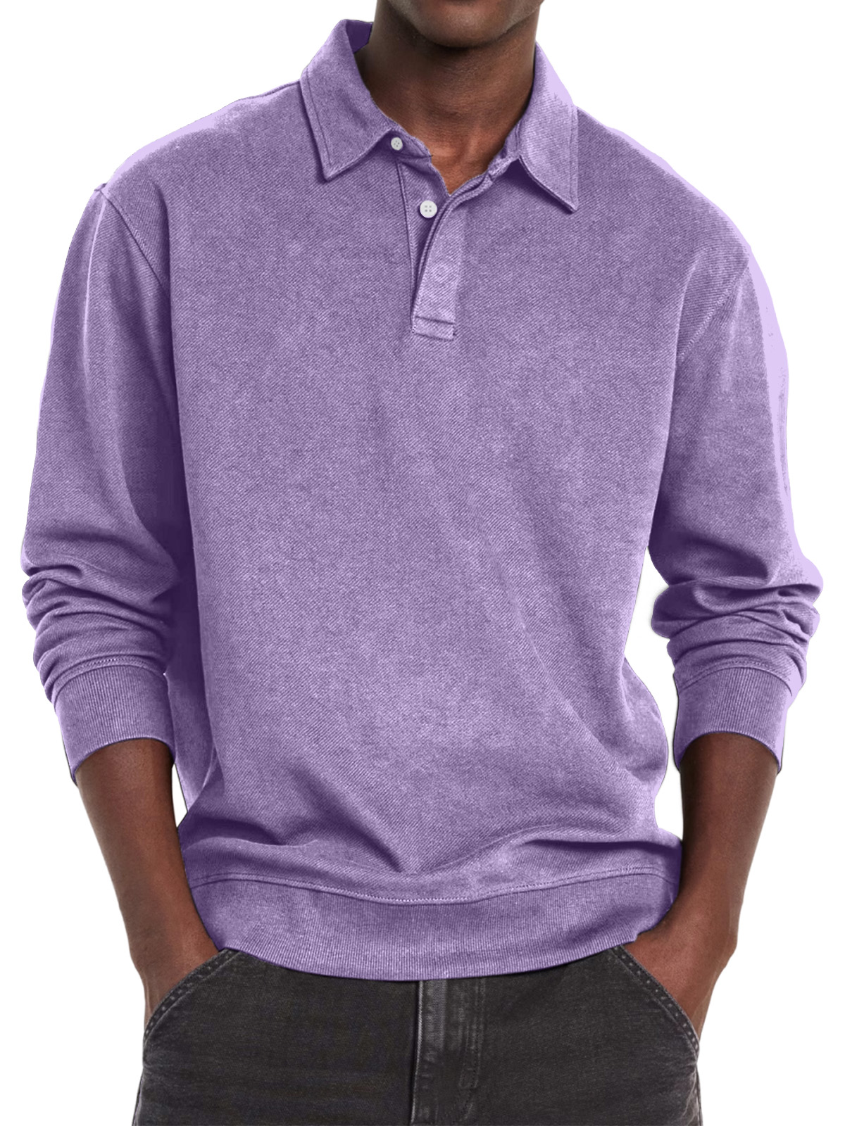 Men's Casual Vintage Lapel Button Long Sleeve Sweatshirt