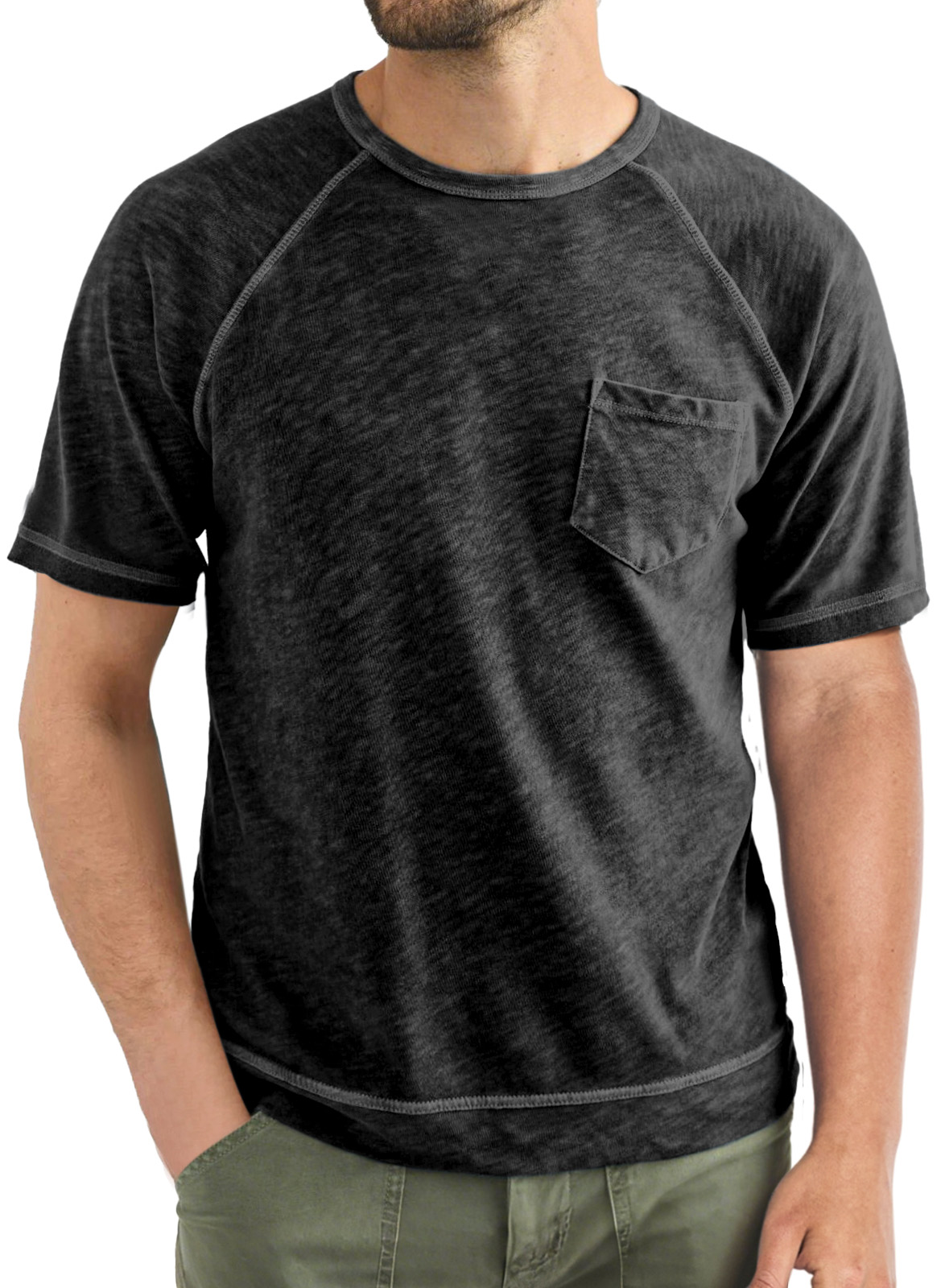 Men's Casual Simple Solid Color Raglan Short Sleeve T-shirt