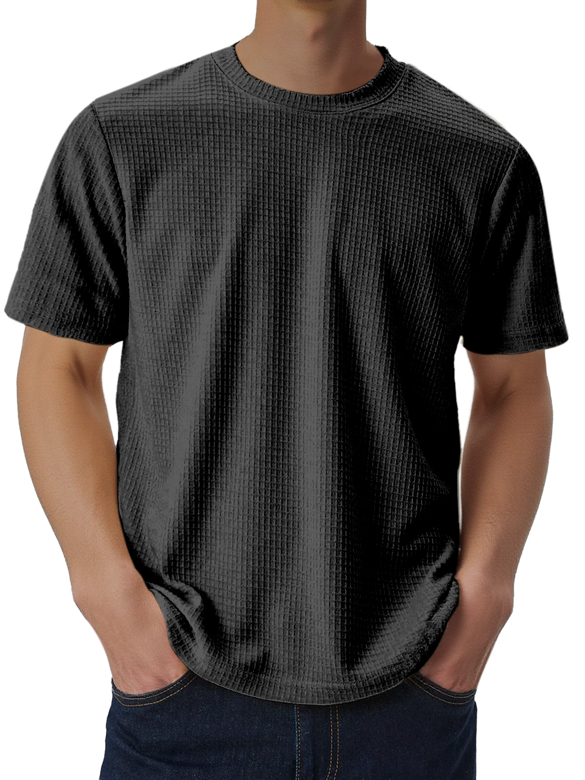 Men's Casual Loose Comfortable Waffle Short Sleeve T-shirt