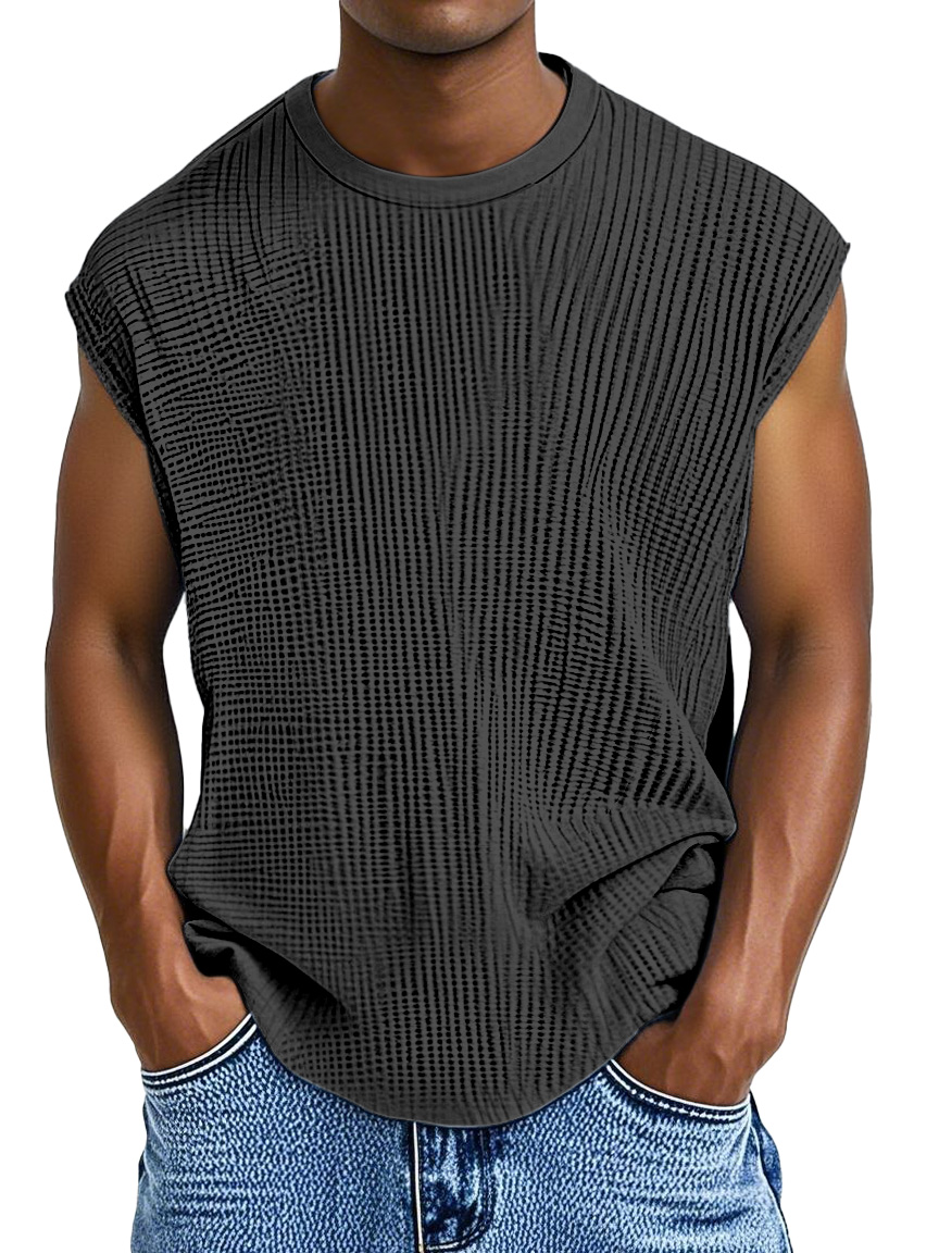 Men's Casual Solid Color Comfortable Loose Texture Sleeveless T-shirt