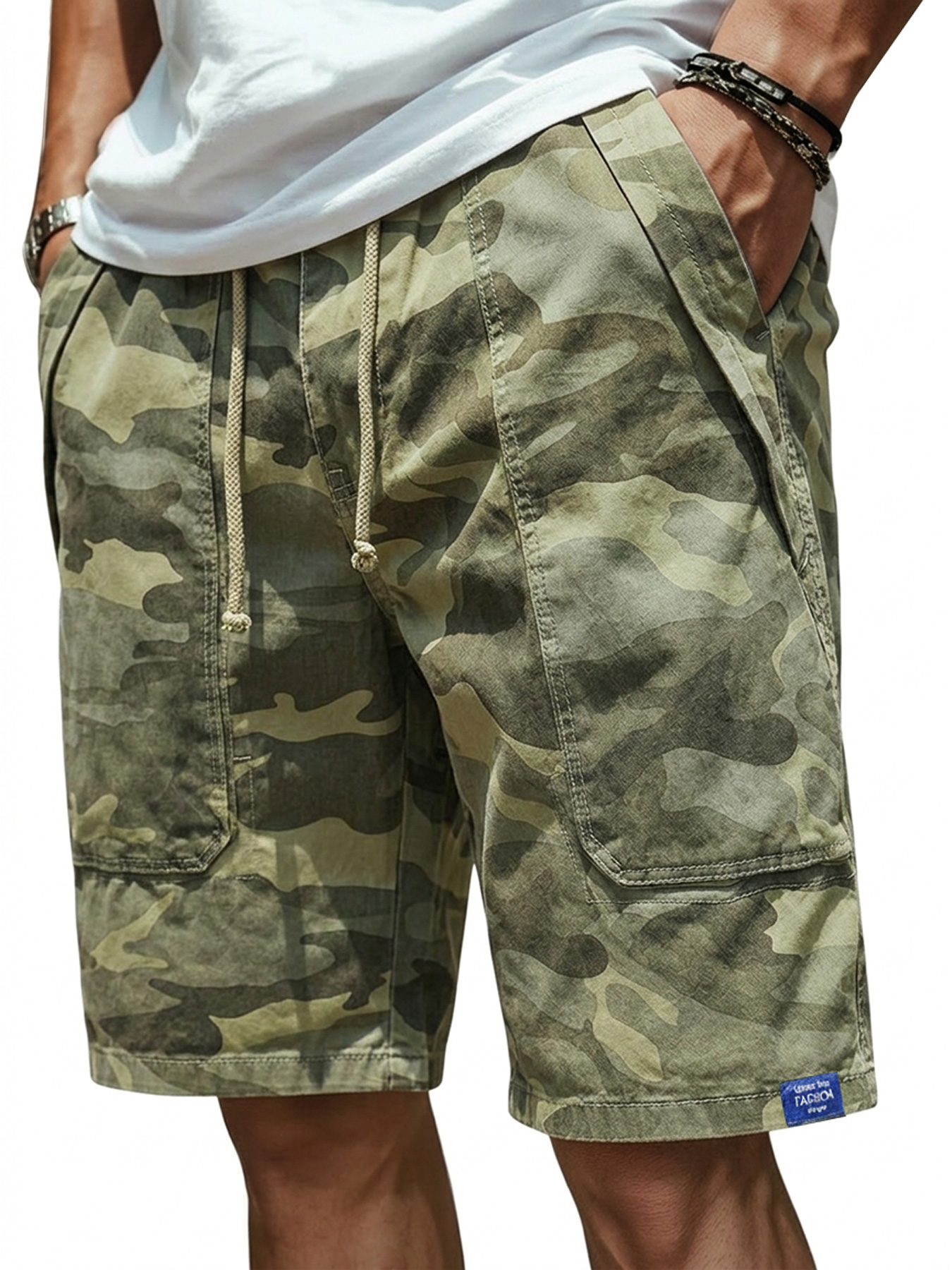Men's Cotton Patch Pocket Camouflage Casual Work Shorts