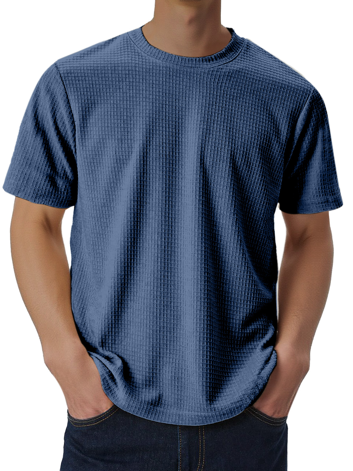 Men's Casual Loose Comfortable Waffle Short Sleeve T-shirt