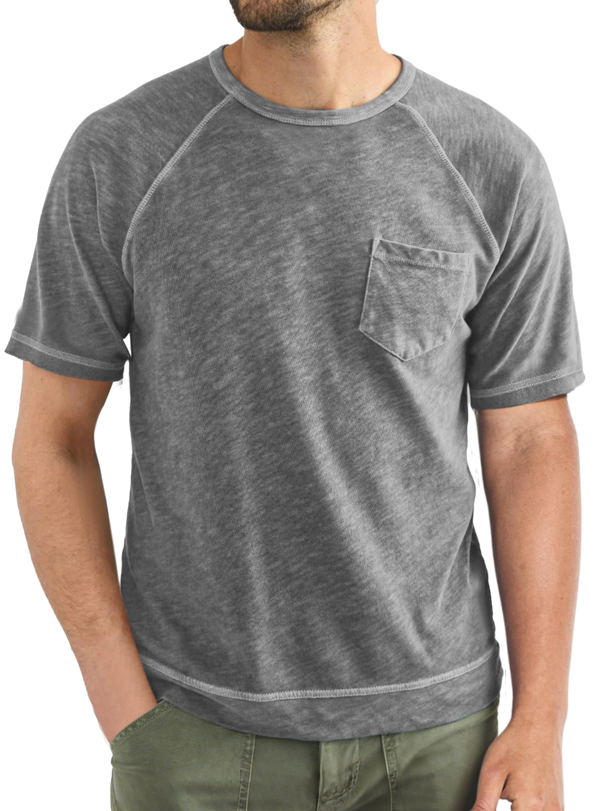 Men's Casual Simple Solid Color Raglan Short Sleeve T-shirt
