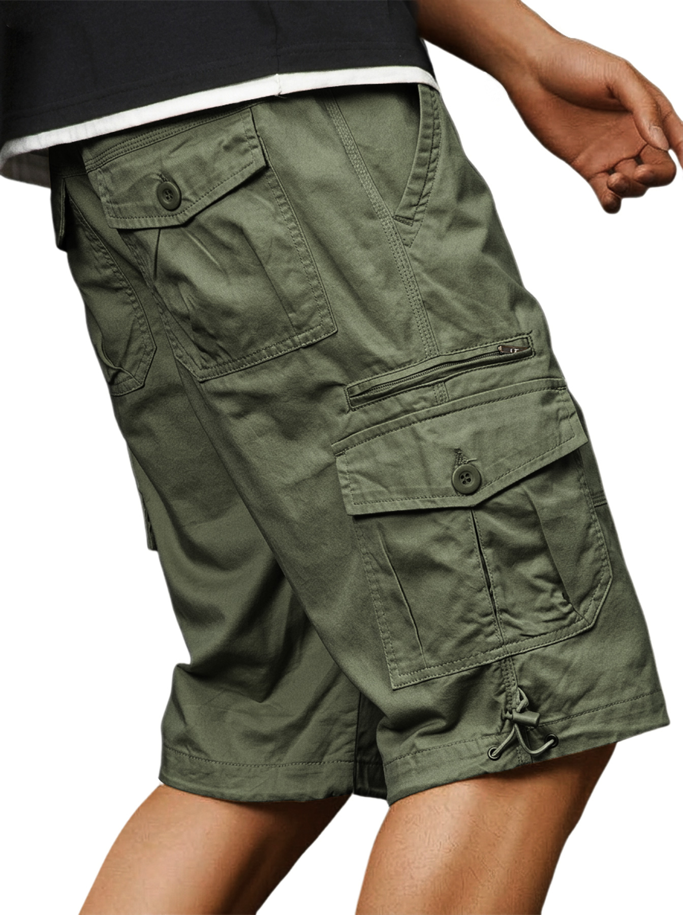 Men's Casual Cotton Multi-pocket Zipper Cargo Shorts