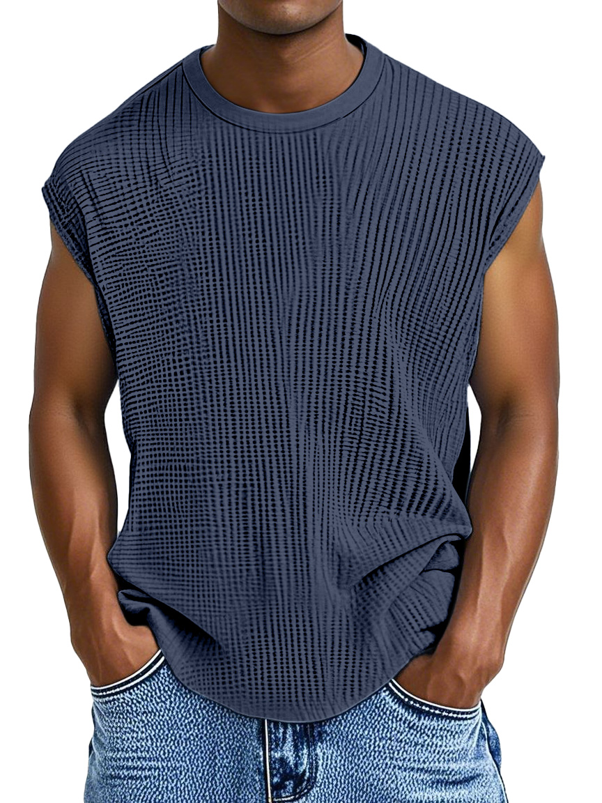 Men's Casual Solid Color Comfortable Loose Texture Sleeveless T-shirt